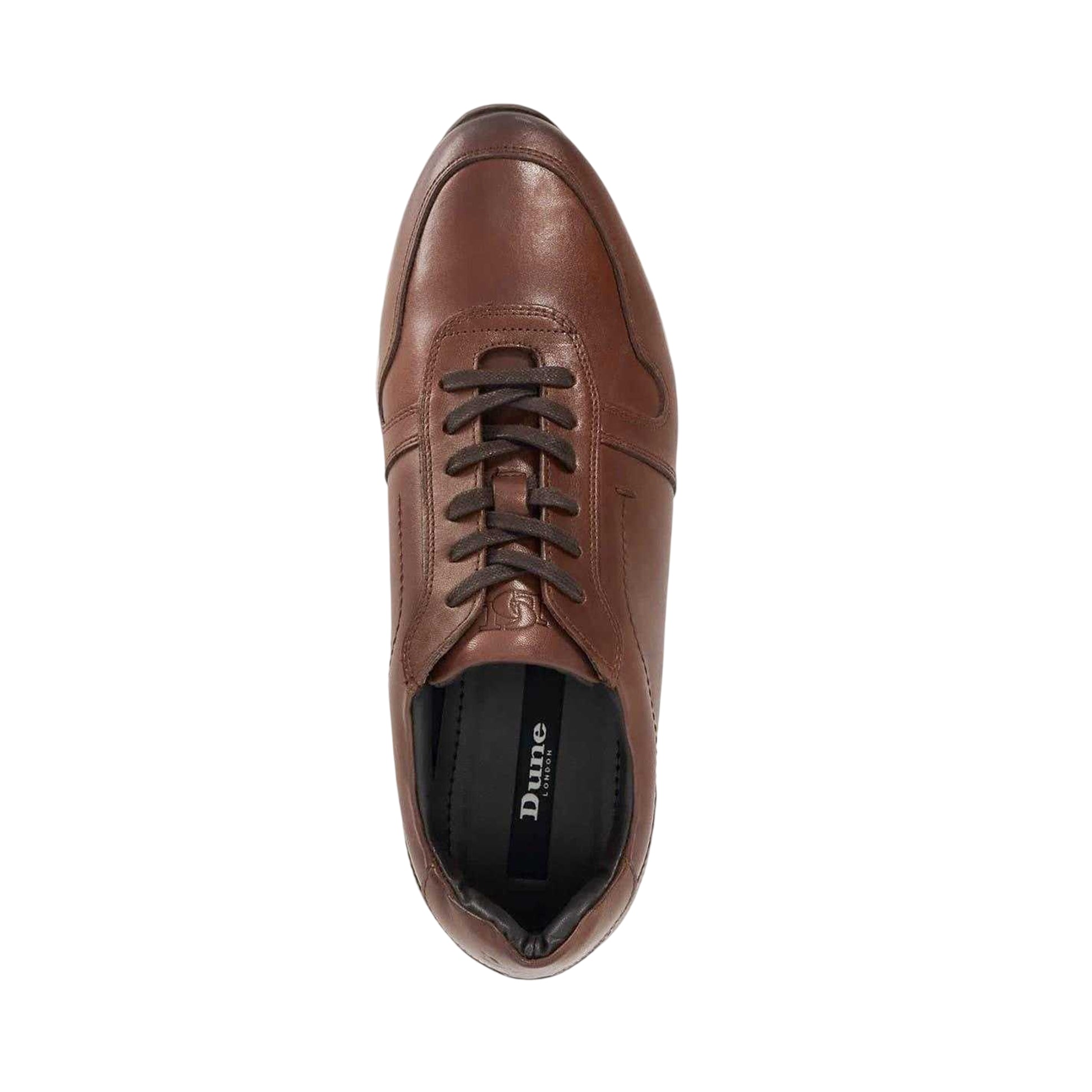 Brown - Pack Shot - Dune London Mens Tris Leather Trainers