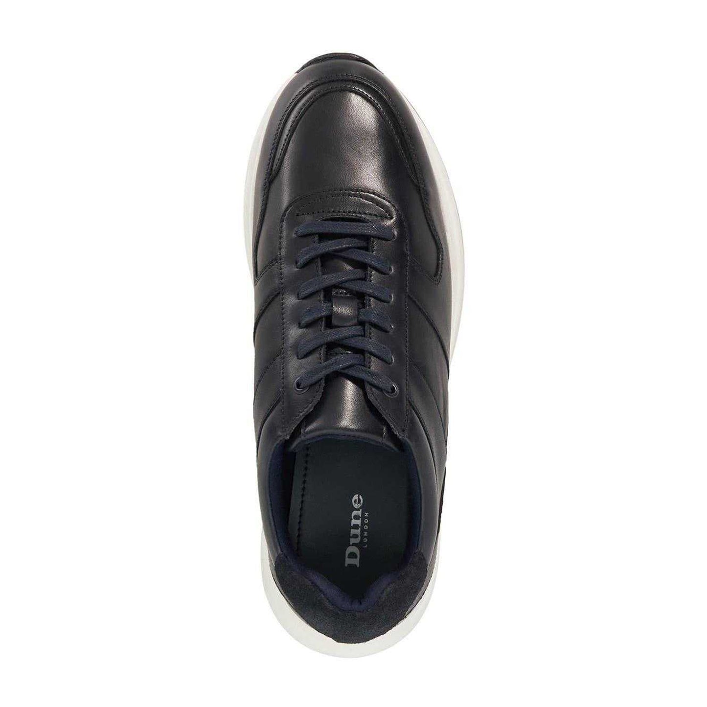 Navy - Pack Shot - Dune London Mens Tris Leather Trainers