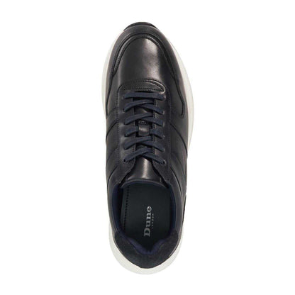 Navy - Pack Shot - Dune London Mens Tris Leather Trainers