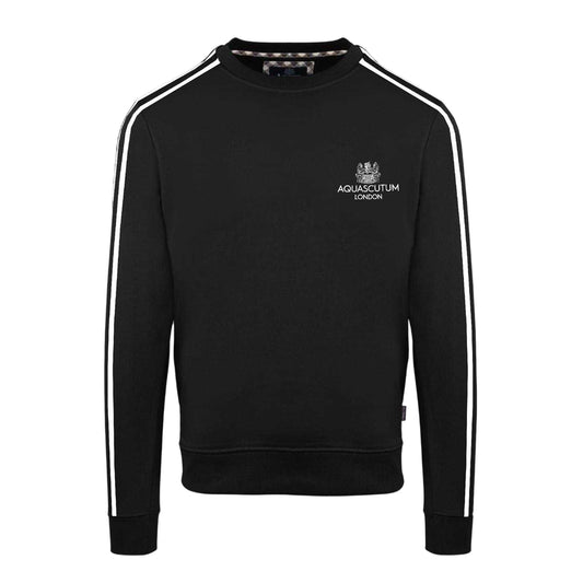 Black - Front - Aquascutum Mens Ribbed Collar Regular Sweatshirt