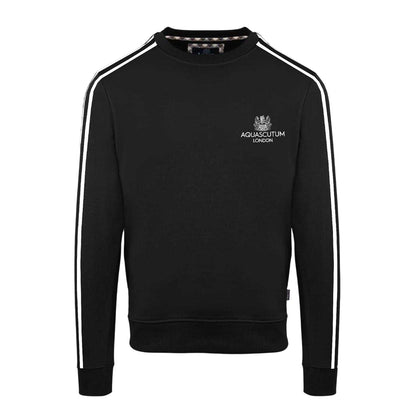 Black - Front - Aquascutum Mens Ribbed Collar Regular Sweatshirt