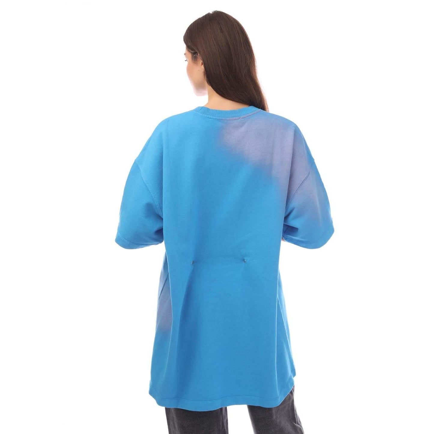 Blue-Pink - Back - Off White Womens-Ladies Painter Logo T-Shirt Dress