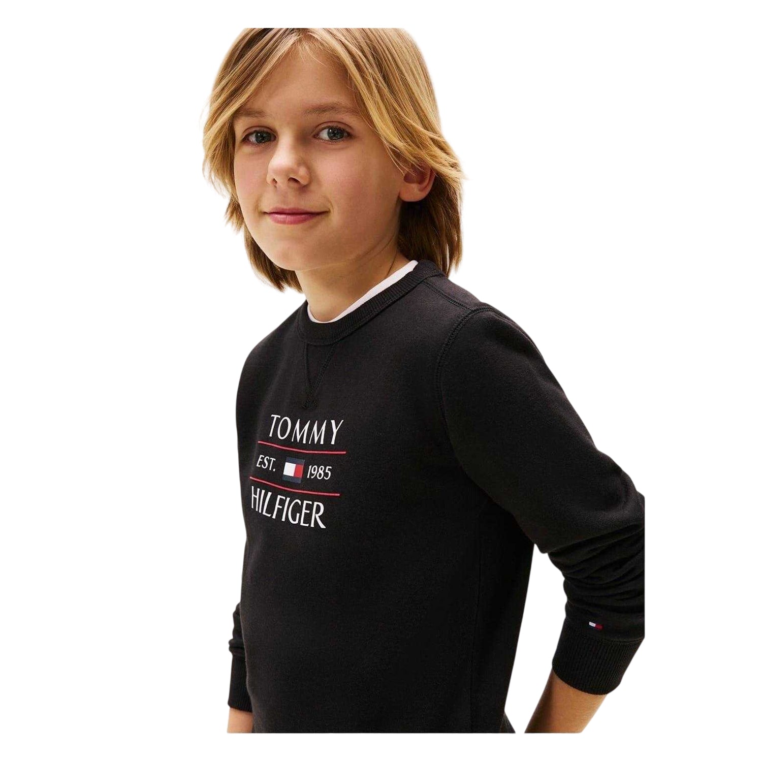 Black Print - Back - Tommy Hilfiger Childrens-Kids Flag Regular Sweatshirt