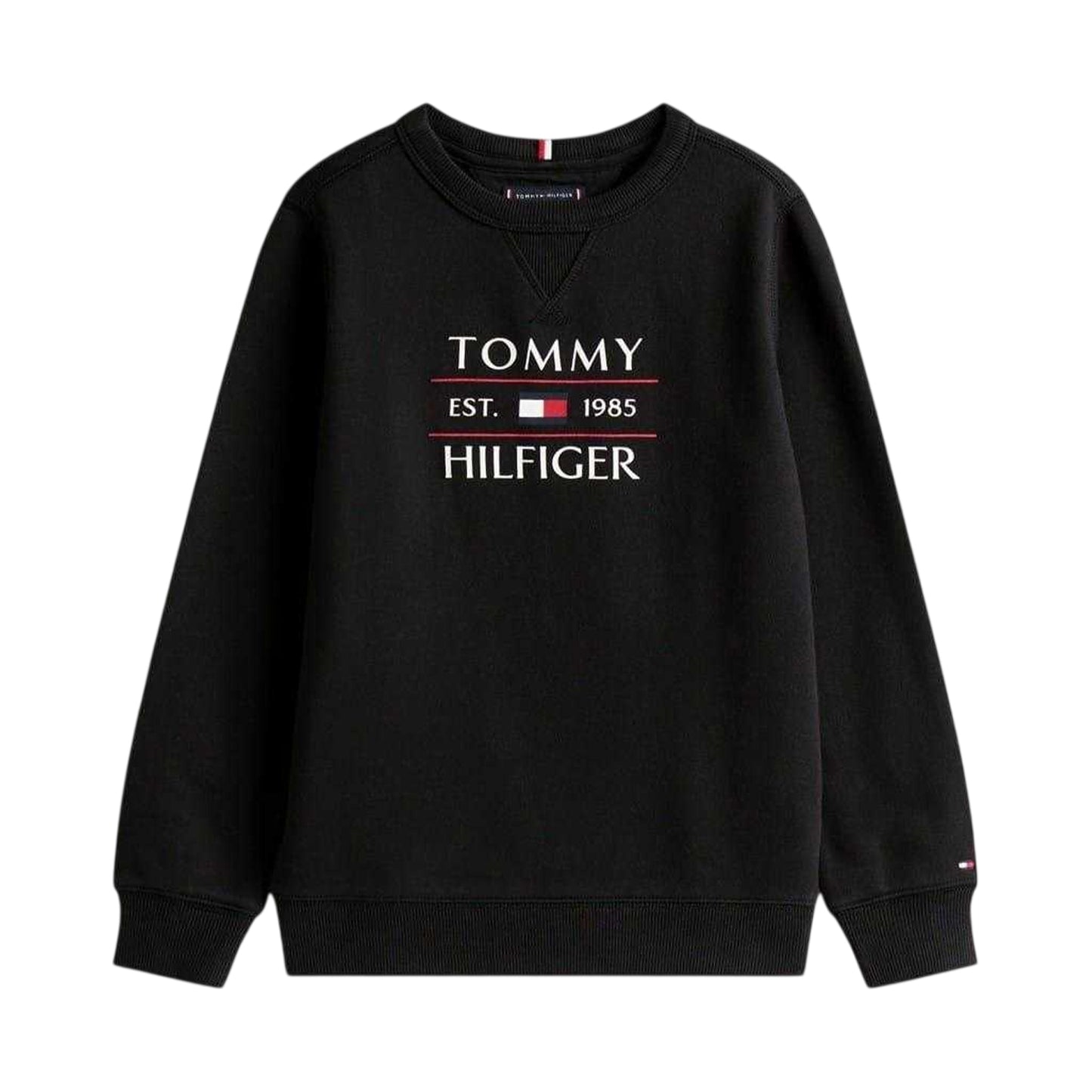 Black Print - Front - Tommy Hilfiger Childrens-Kids Flag Regular Sweatshirt