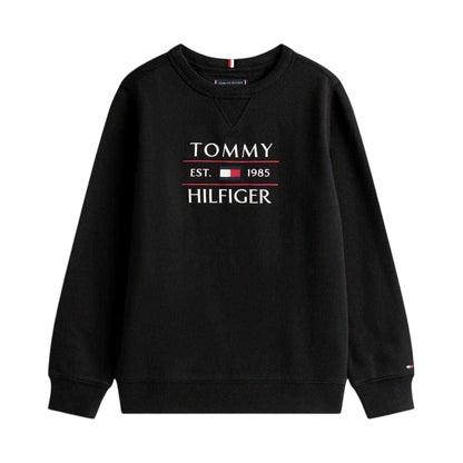 Black Print - Front - Tommy Hilfiger Childrens-Kids Flag Regular Sweatshirt
