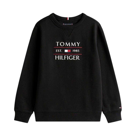 Black Print - Front - Tommy Hilfiger Childrens-Kids Flag Regular Sweatshirt