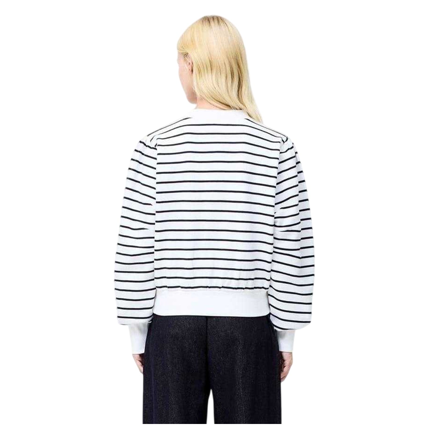 White - Back - French Connection Womens-Ladies Sunday Ribbed Puff Sleeve Sweatshirt