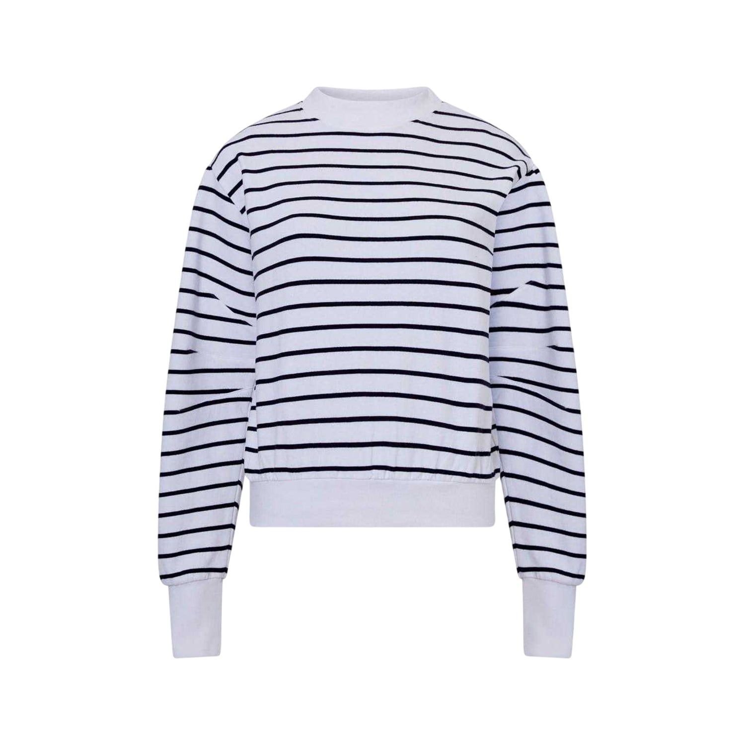 White - Front - French Connection Womens-Ladies Sunday Ribbed Puff Sleeve Sweatshirt