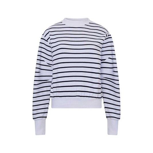 White - Front - French Connection Womens-Ladies Sunday Ribbed Puff Sleeve Sweatshirt