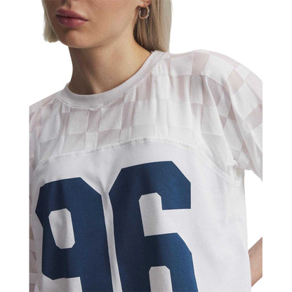 White - Side - Under Armour Womens-Ladies Burnout 96 Checkered Regular Crop T-Shirt