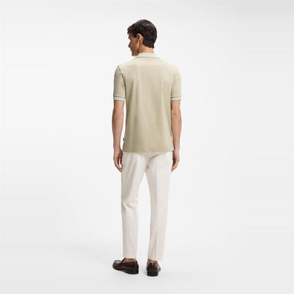 Beige - Side - Boss Mens Logo Cotton Short-Sleeved Polo Shirt