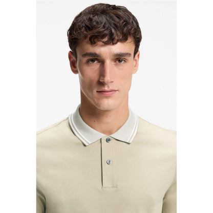 Beige - Lifestyle - Boss Mens Logo Cotton Short-Sleeved Polo Shirt