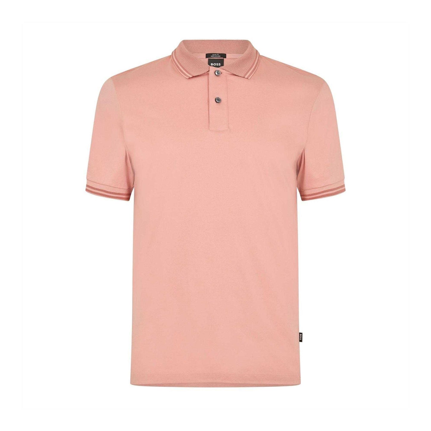 Light Pink - Front - Boss Mens Logo Cotton Short-Sleeved Polo Shirt
