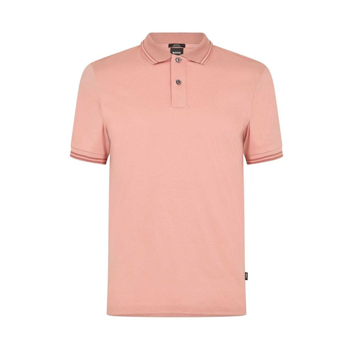 Light Pink - Front - Boss Mens Logo Cotton Short-Sleeved Polo Shirt