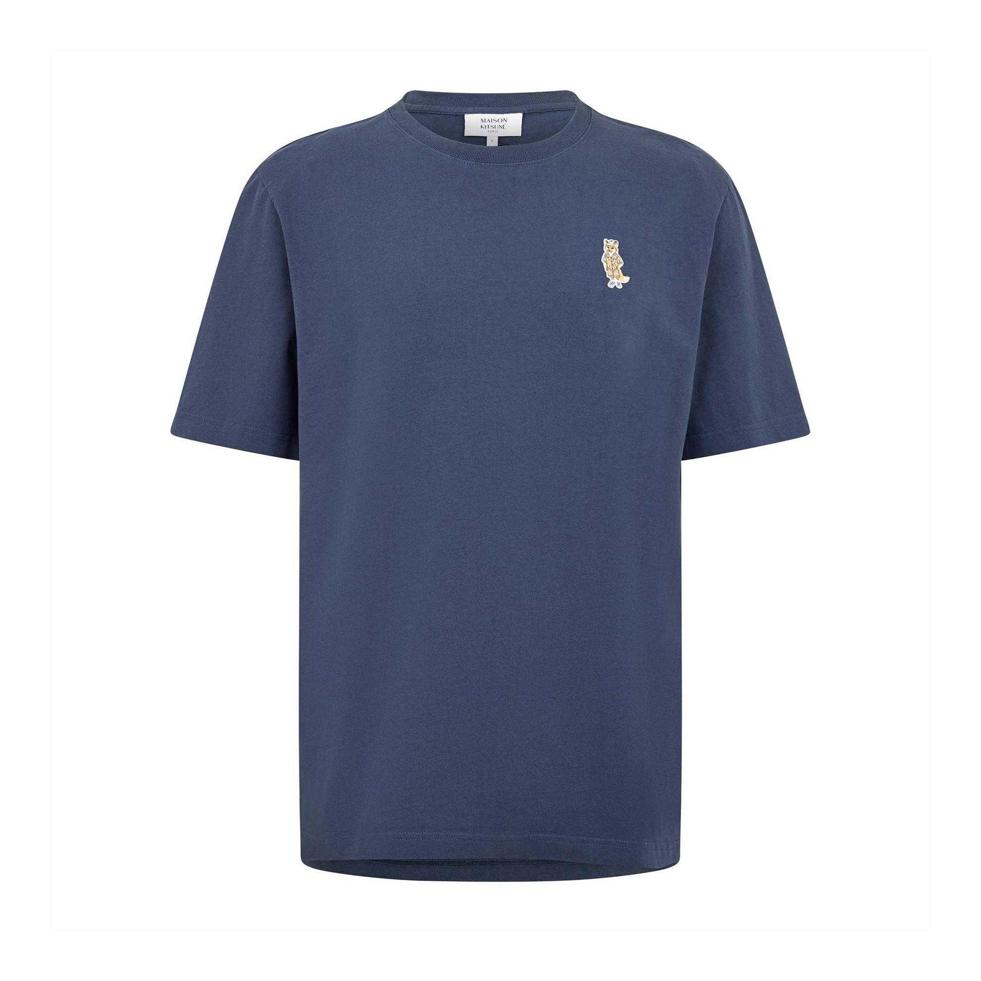 Shadow Blue - Front - Maison Kitsuné Mens Dressed Fox Cotton T-Shirt