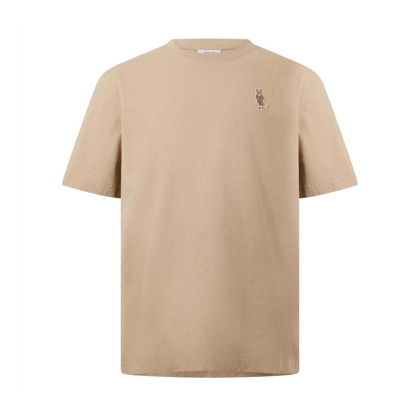 Almond - Front - Maison Kitsuné Mens Dressed Fox Cotton T-Shirt