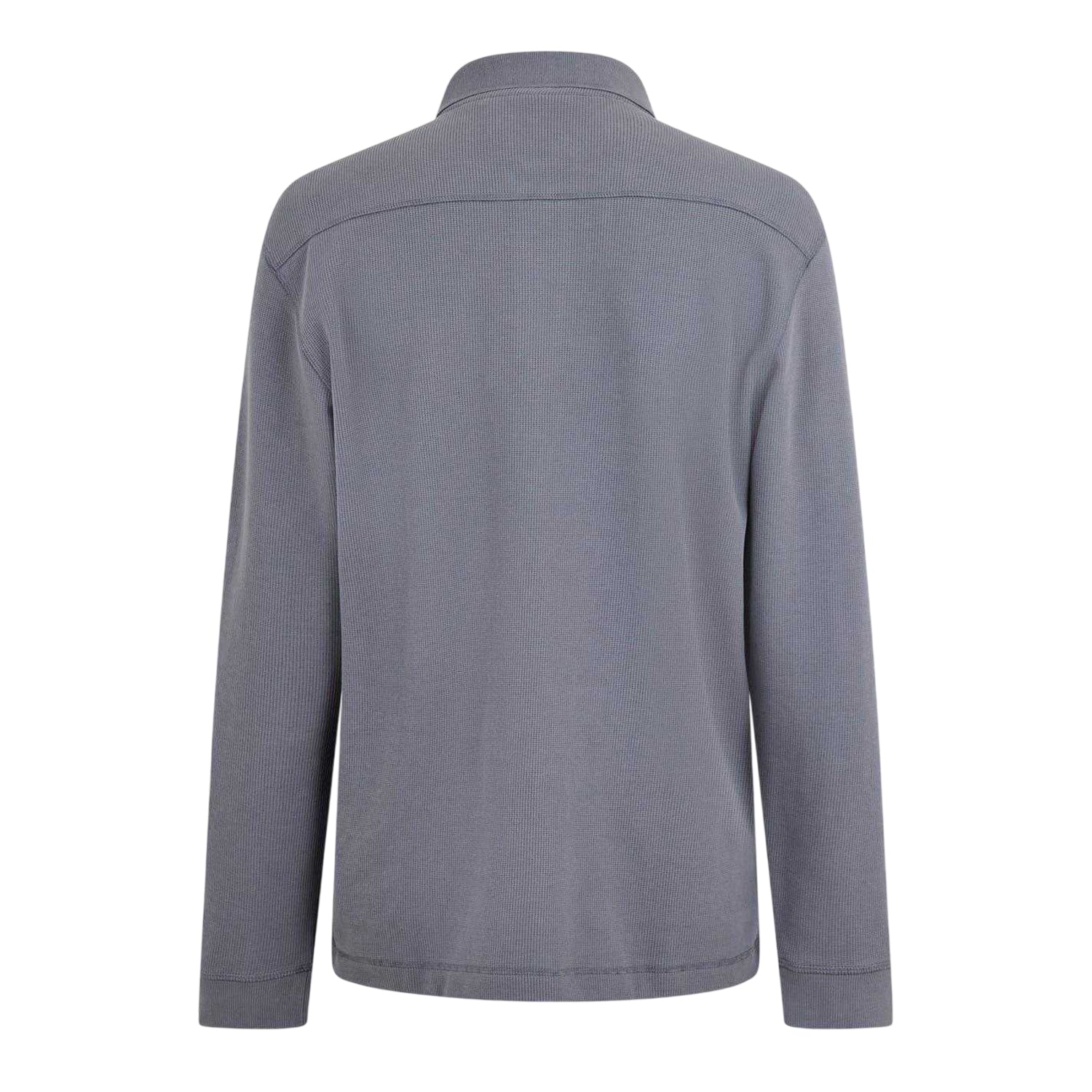 Grey - Back - Boss Mens Collared Long-Sleeved Polo Shirt
