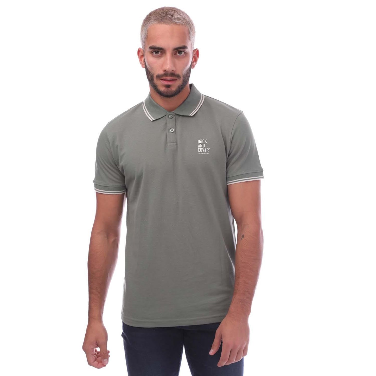 Khaki Grey - Front - Duck and Cover Mens Sameer Polo Shirt