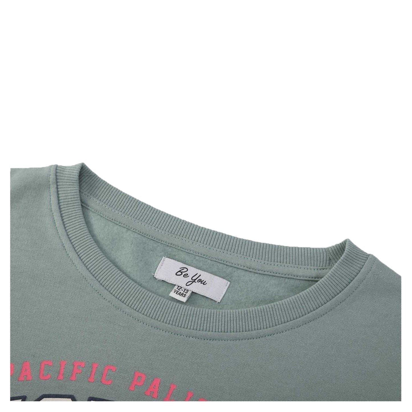 Green - Side - Be You Girls Westside Lettering Crew Neck Sweatshirt