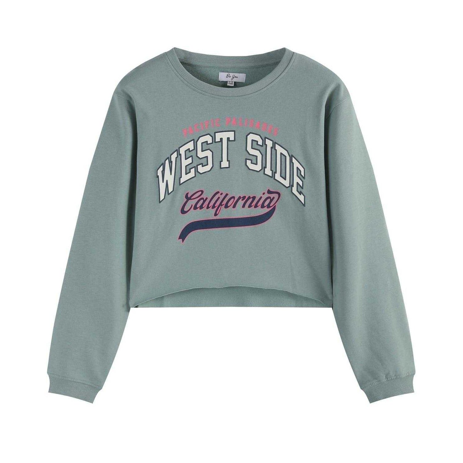 Green - Front - Be You Girls Westside Lettering Crew Neck Sweatshirt