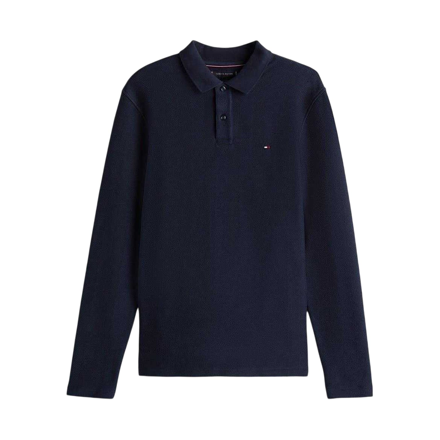 Sky Blue - Front - Tommy Hilfiger Mens Herringbone Herringbone Long-Sleeved Polo Shirt