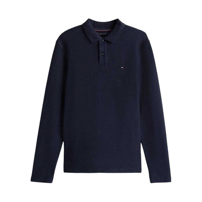 Sky Blue - Front - Tommy Hilfiger Mens Herringbone Herringbone Long-Sleeved Polo Shirt