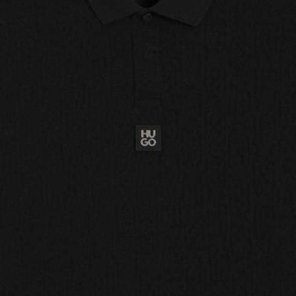 Black - Back - Hugo Boss Mens Cotton Collared Regular Polo Shirt