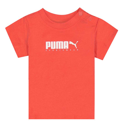 Peach - Back - Puma Childrens-Kids Logo Cotton Top & Bottom Set Set