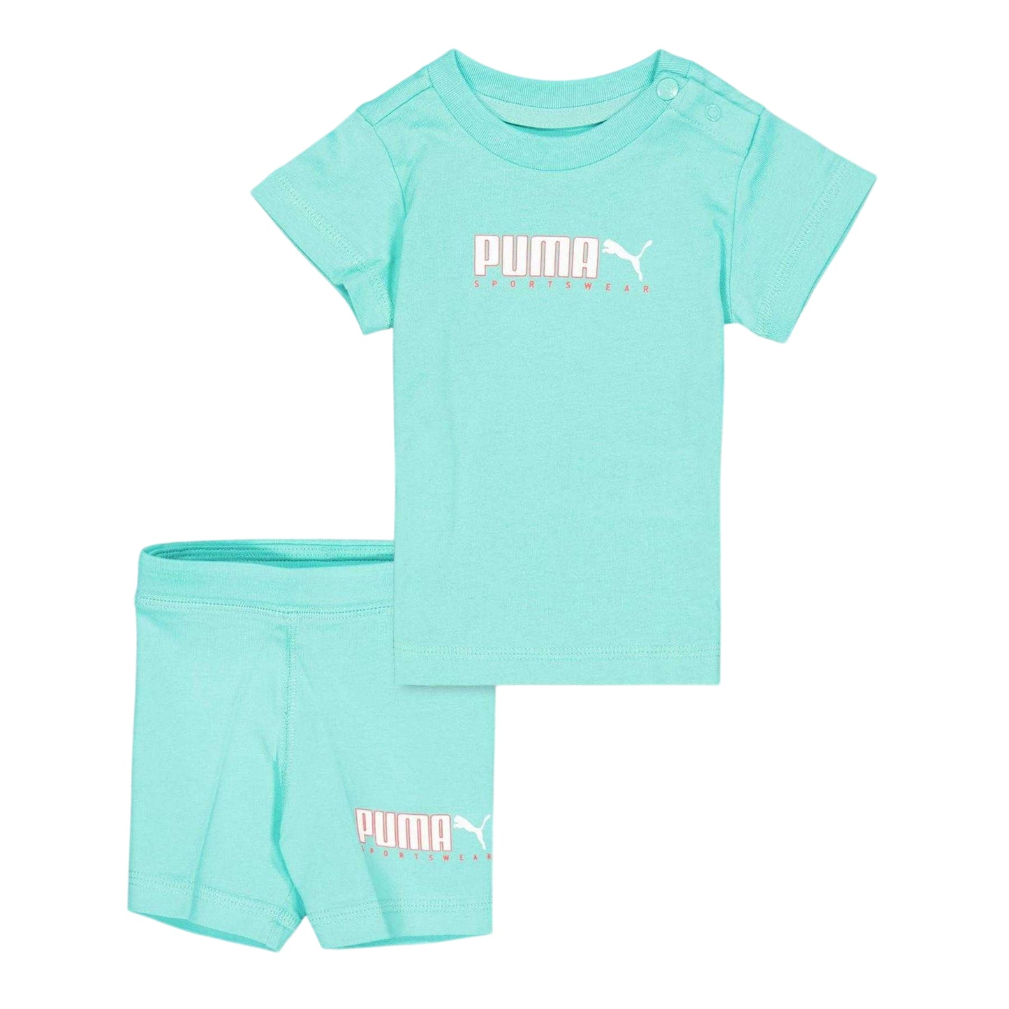 Aquatic - Front - Puma Childrens-Kids Logo Cotton Top & Bottom Set Set