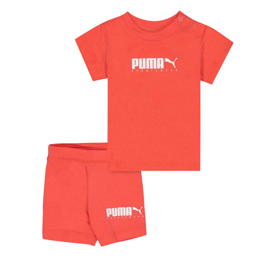 Peach - Front - Puma Childrens-Kids Logo Cotton Top & Bottom Set Set