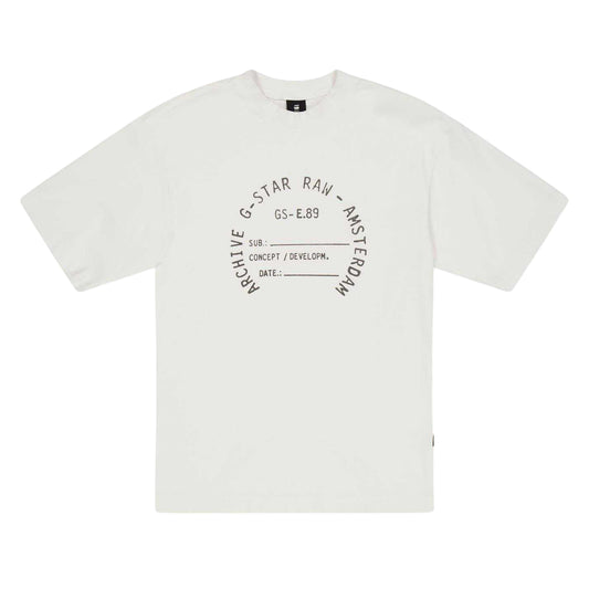 White - Front - G-Star Childrens-Kids Graphic Print Drop Shoulder Oversized T-Shirt