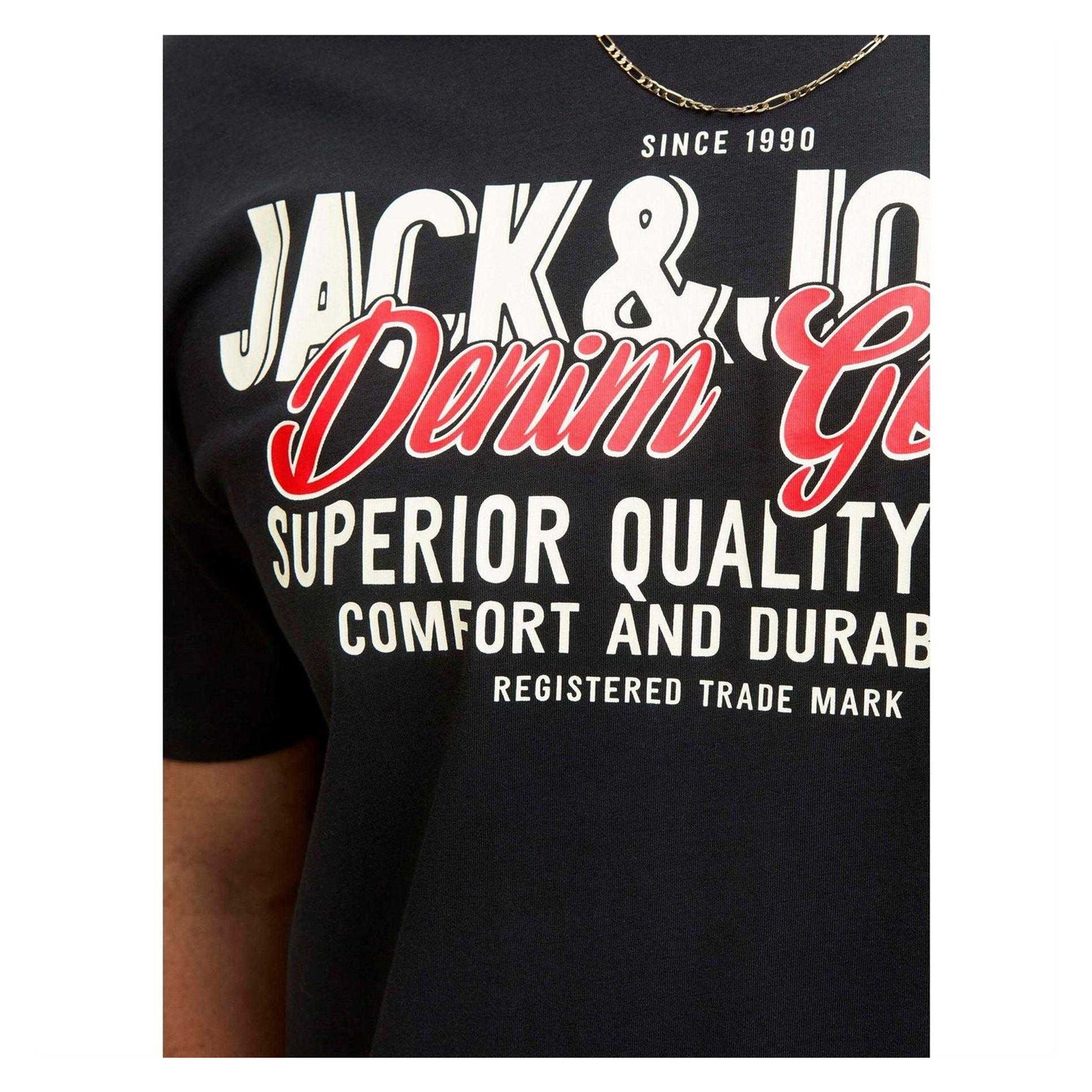 Black - Side - Jack And Jones Mens Colour Logo Plus T-Shirt