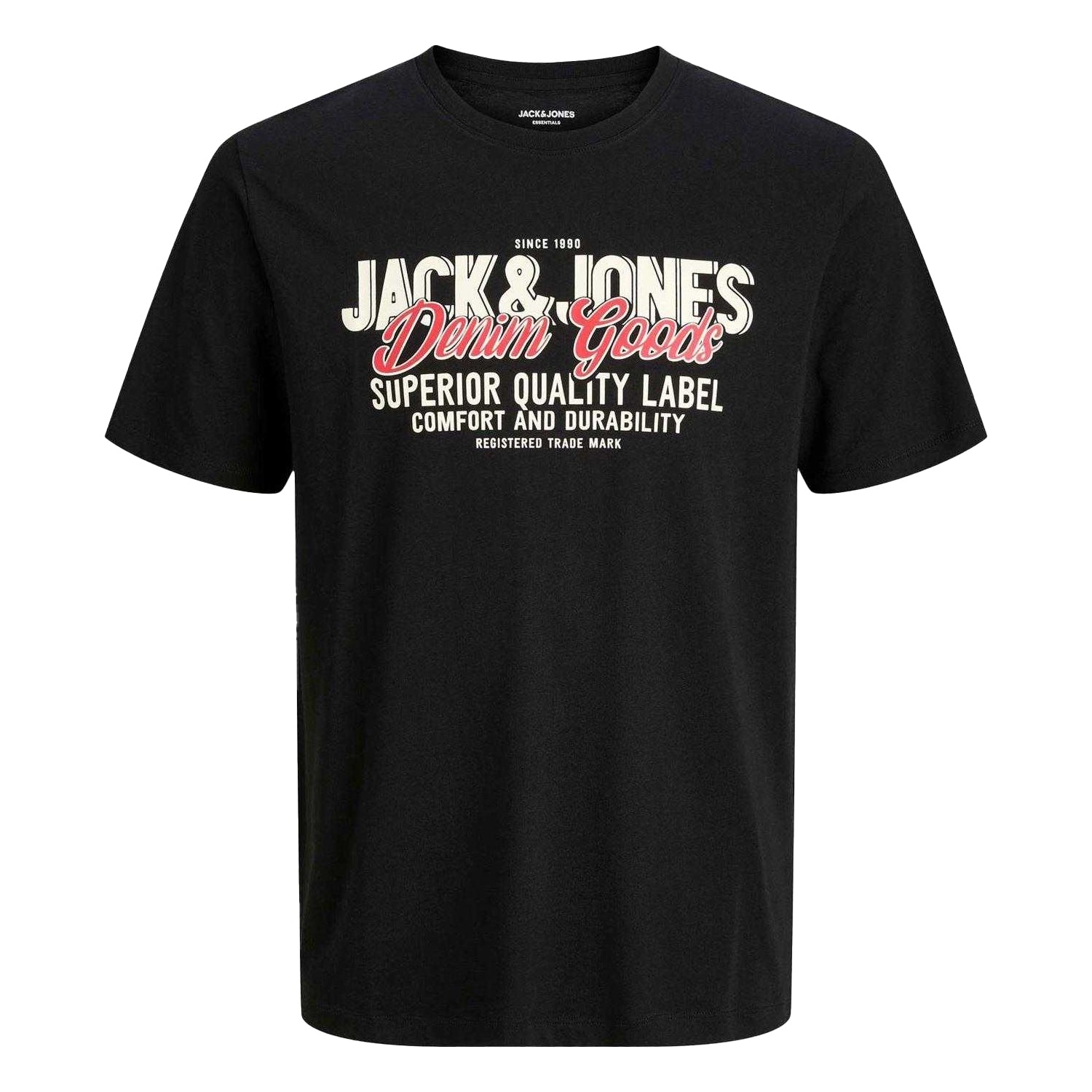 Black - Front - Jack And Jones Mens Colour Logo Plus T-Shirt