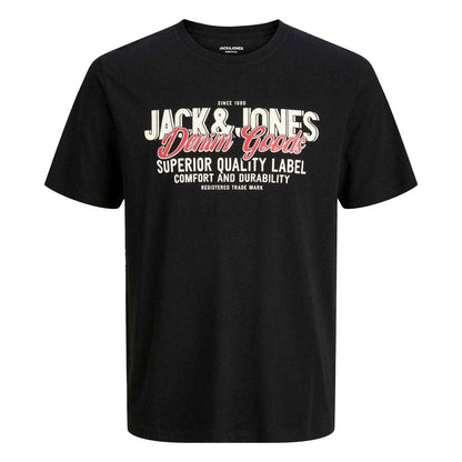 Black - Front - Jack And Jones Mens Colour Logo Plus T-Shirt