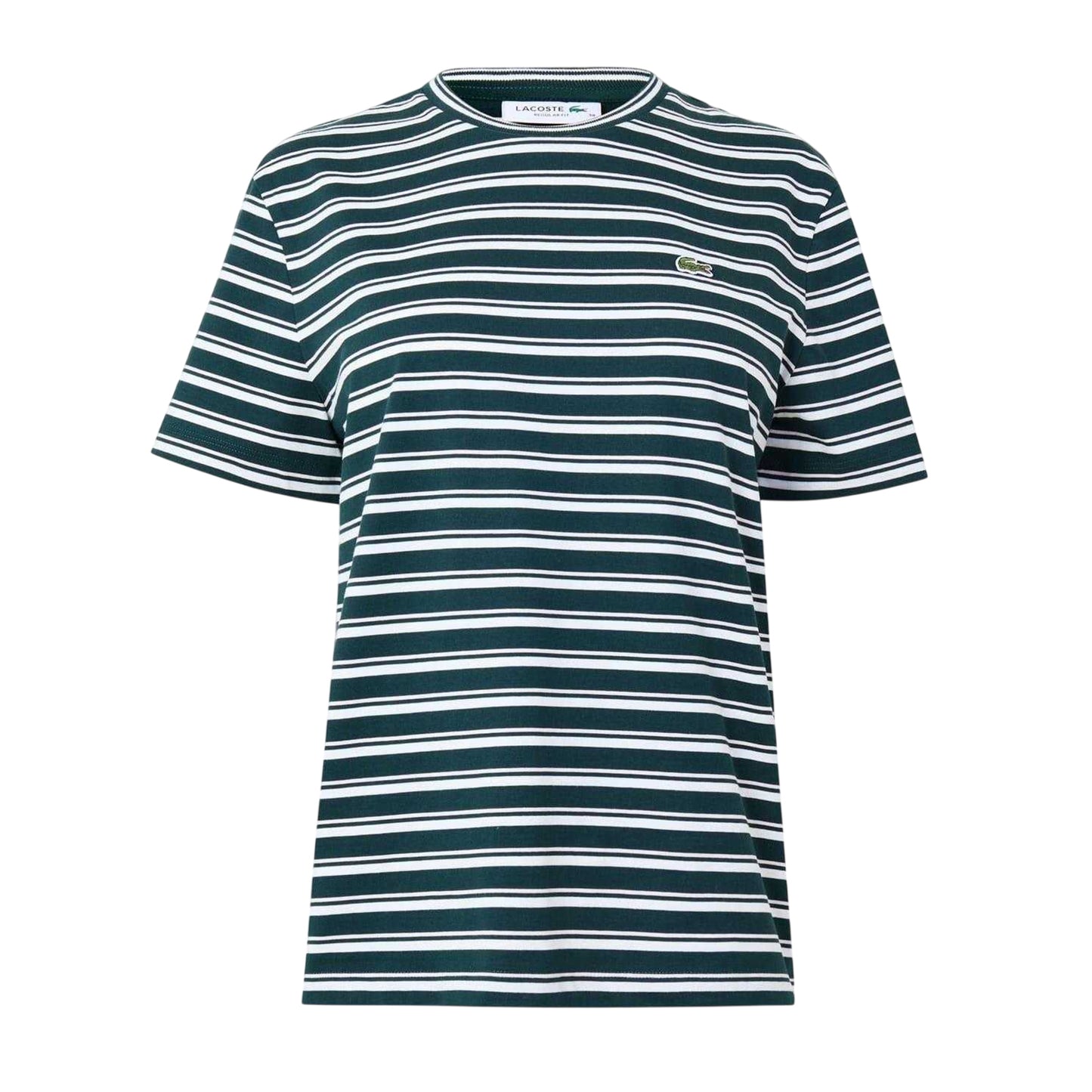 Green - Front - Lacoste Womens-Ladies Striped Boxy T-Shirt