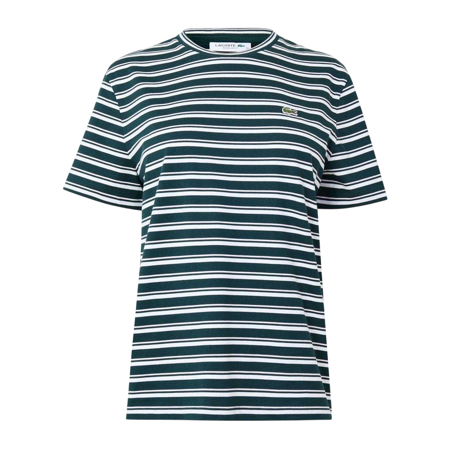 Green - Front - Lacoste Womens-Ladies Striped Boxy T-Shirt