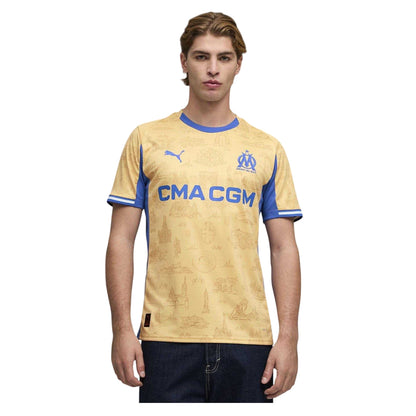 Gold-Royal Blue - Side - Puma Mens Olympique De Marseille FC Jersey