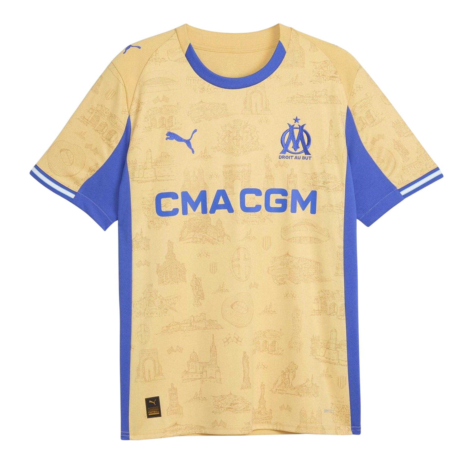 Gold-Royal Blue - Front - Puma Mens Olympique De Marseille FC Jersey