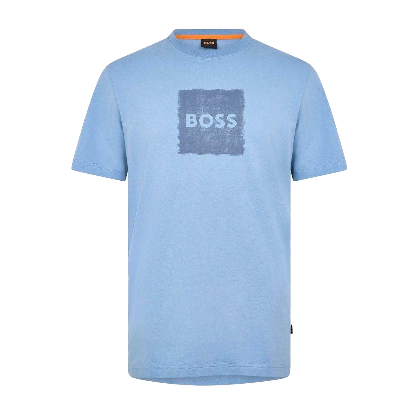 Blue - Front - Boss Mens Stitched Cotton Logo T-Shirt