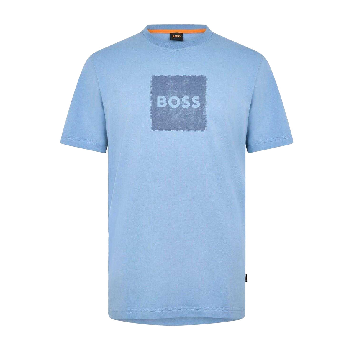 Blue - Front - Boss Mens Stitched Cotton Logo T-Shirt