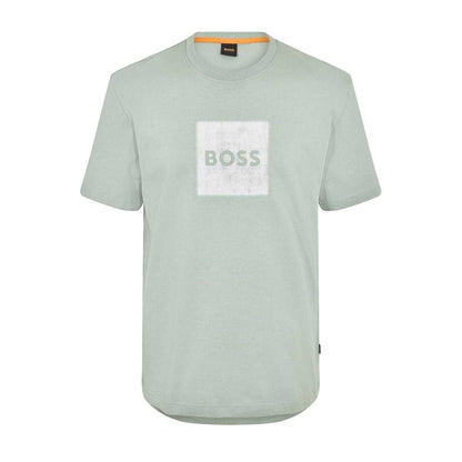 Green - Front - Boss Mens Stitched Cotton Logo T-Shirt