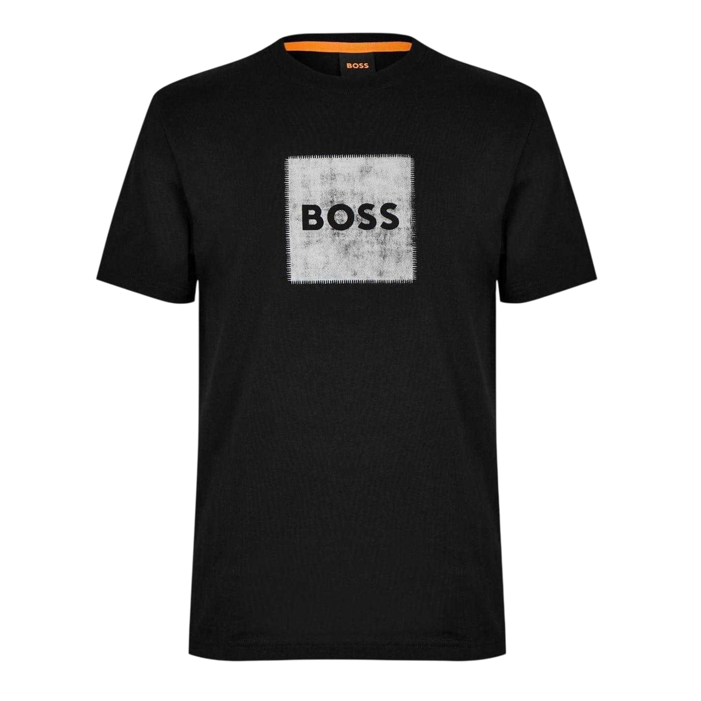 Black - Front - Boss Mens Stitched Cotton Logo T-Shirt