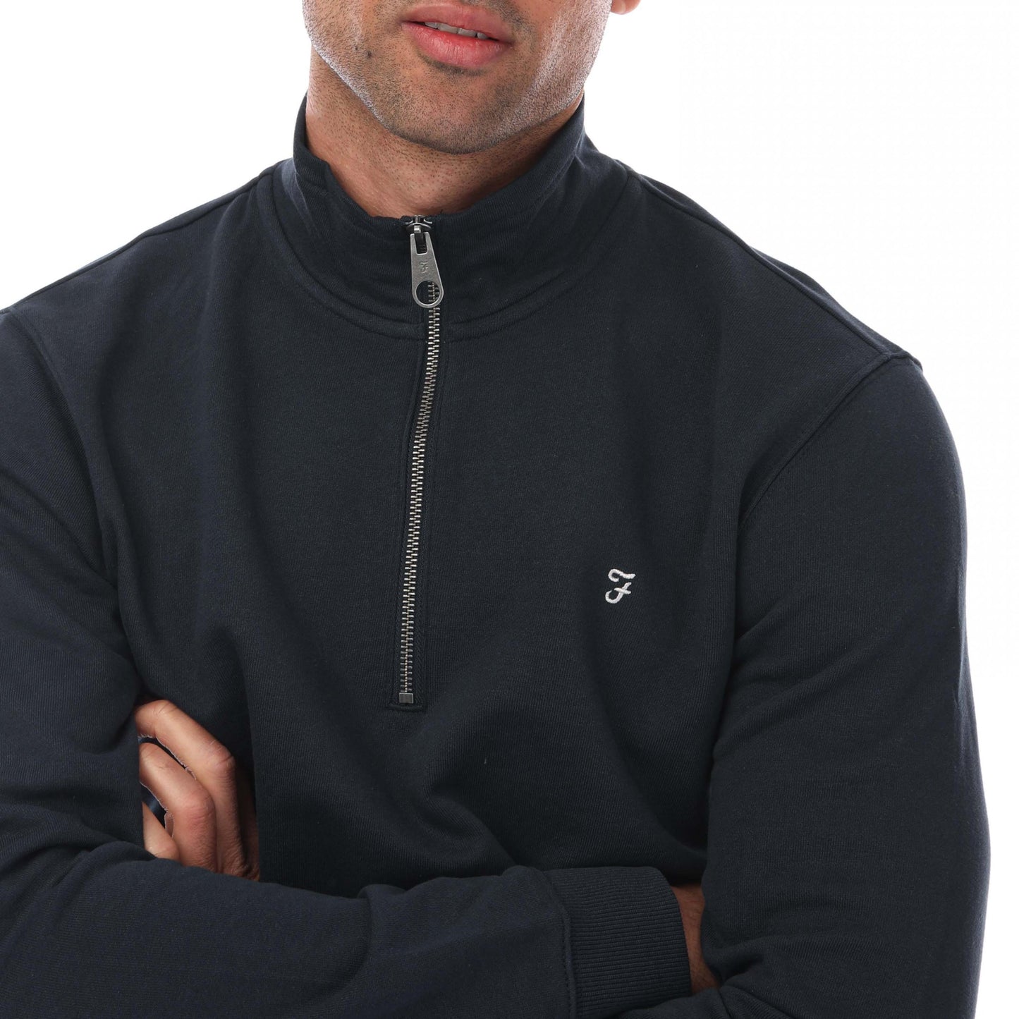 Navy - Side - Farah Mens Aintree Quarter Zip Jumper