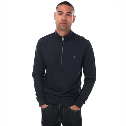 Navy - Front - Farah Mens Aintree Quarter Zip Jumper