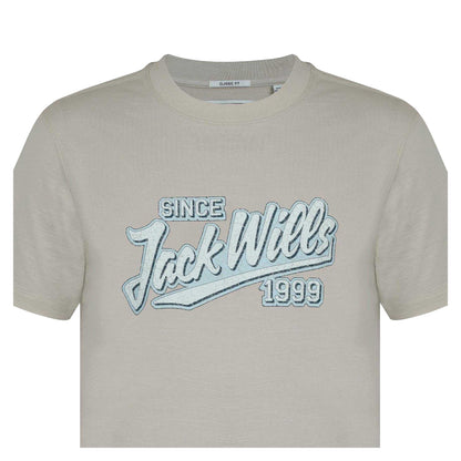 Beige - Side - Jack Wills Mens Retro Cotton Crew Neck T-Shirt