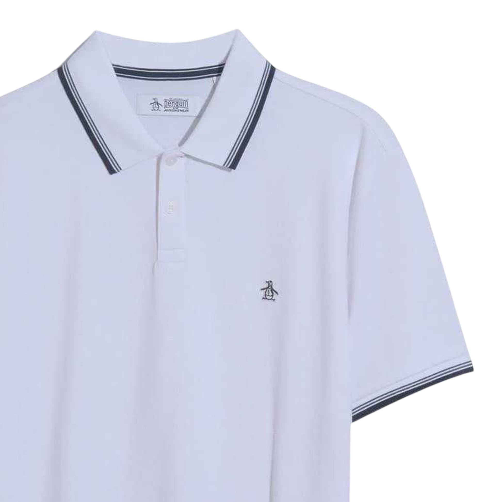 Bright White - Back - Original Penguin Mens Striped Regular Short-Sleeved Polo Shirt