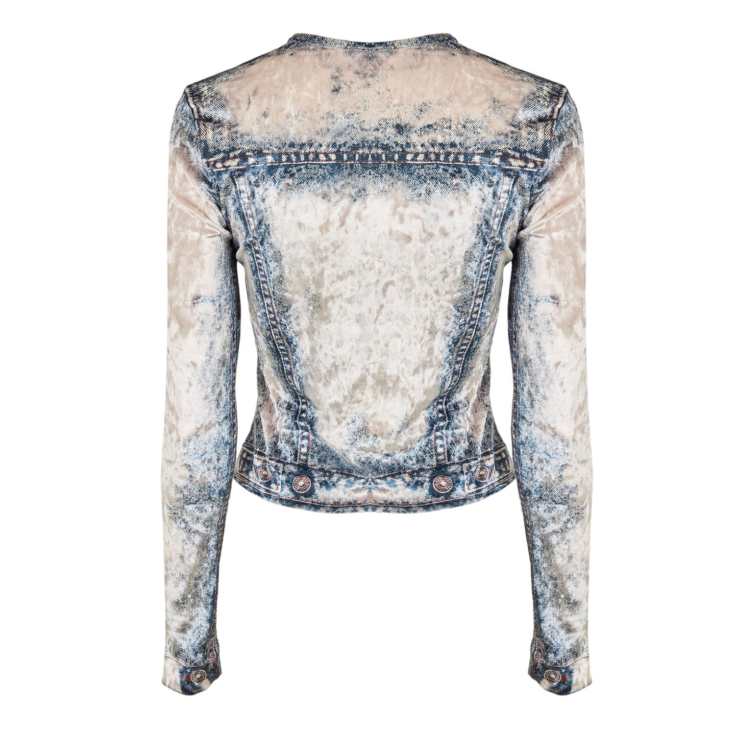Blue Denim Faded - Back - Diesel Womens-Ladies Clauvet Denim Look Slim T-Shirt
