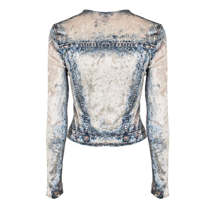 Blue Denim Faded - Back - Diesel Womens-Ladies Clauvet Denim Look Slim T-Shirt
