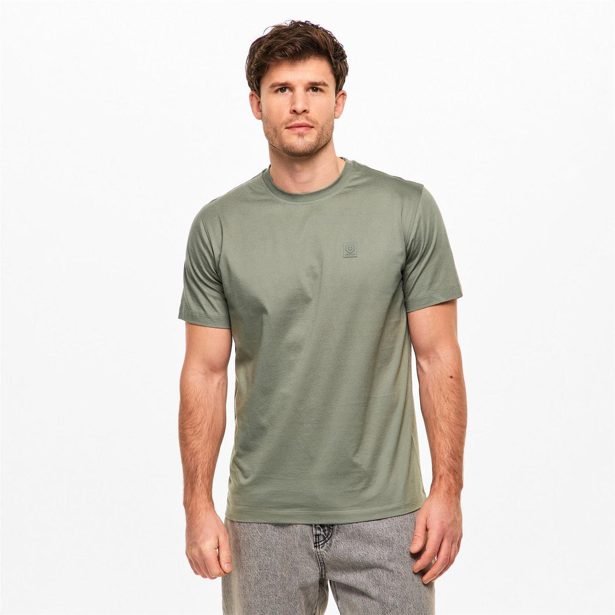 Lichen - Side - Belstaff Mens Logo Cotton Regular T-Shirt