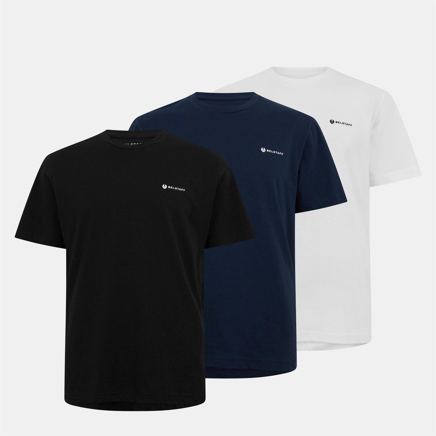 Black-Ink-White - Front - Belstaff Mens Logo Cotton T-Shirt (Pack of 3)